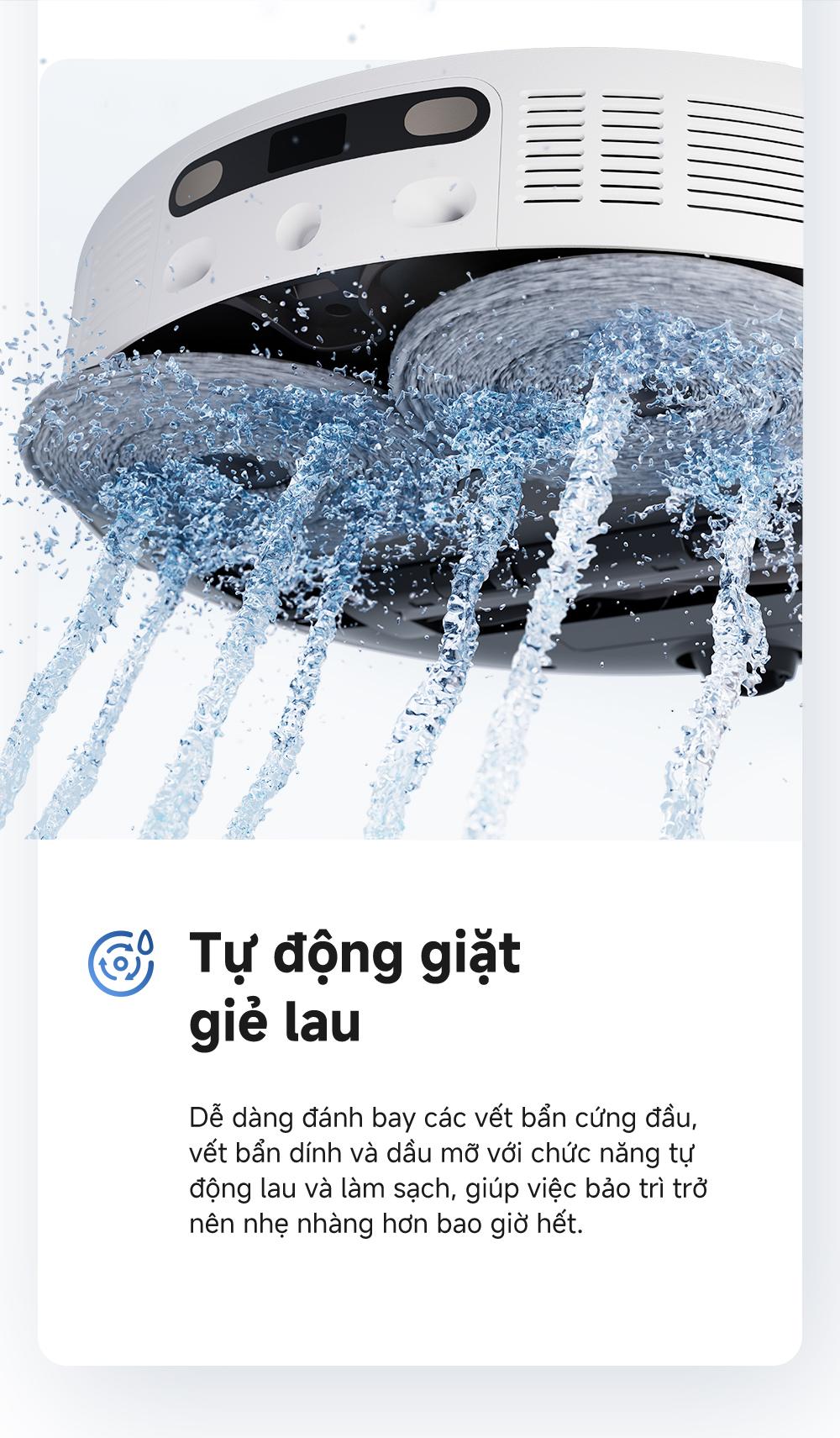 Robot hút bụi lau nhà tự giặt sấy khăn Mova E30 Ultra