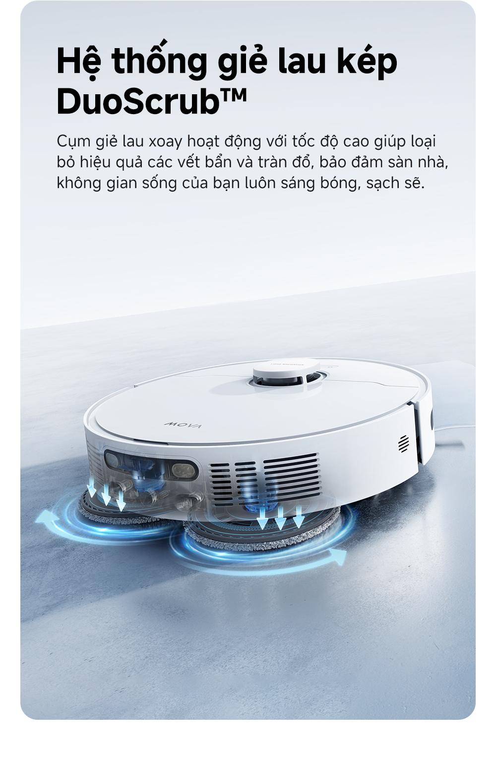 Robot hút bụi lau nhà tự giặt sấy khăn Mova E30 Ultra