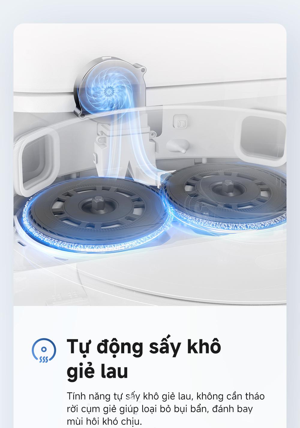 Robot hút bụi lau nhà tự giặt sấy khăn Mova E30 Ultra
