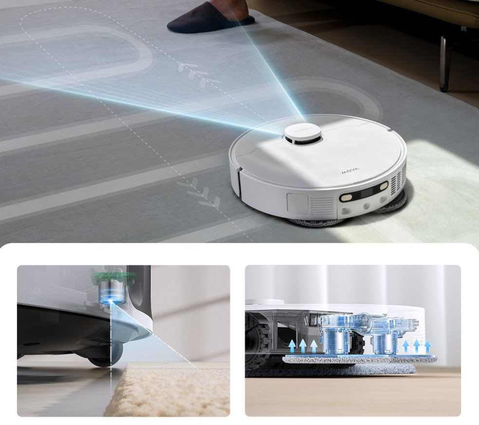 Robot hút bụi lau nhà tự giặt sấy khăn Mova E40 Ultra