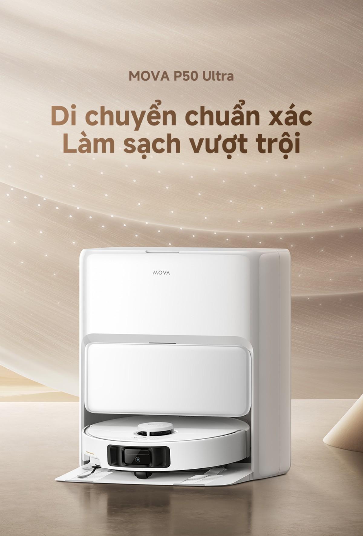 Robot hút bụi lau nhà tự giặt sấy khăn Mova P50 Ultra