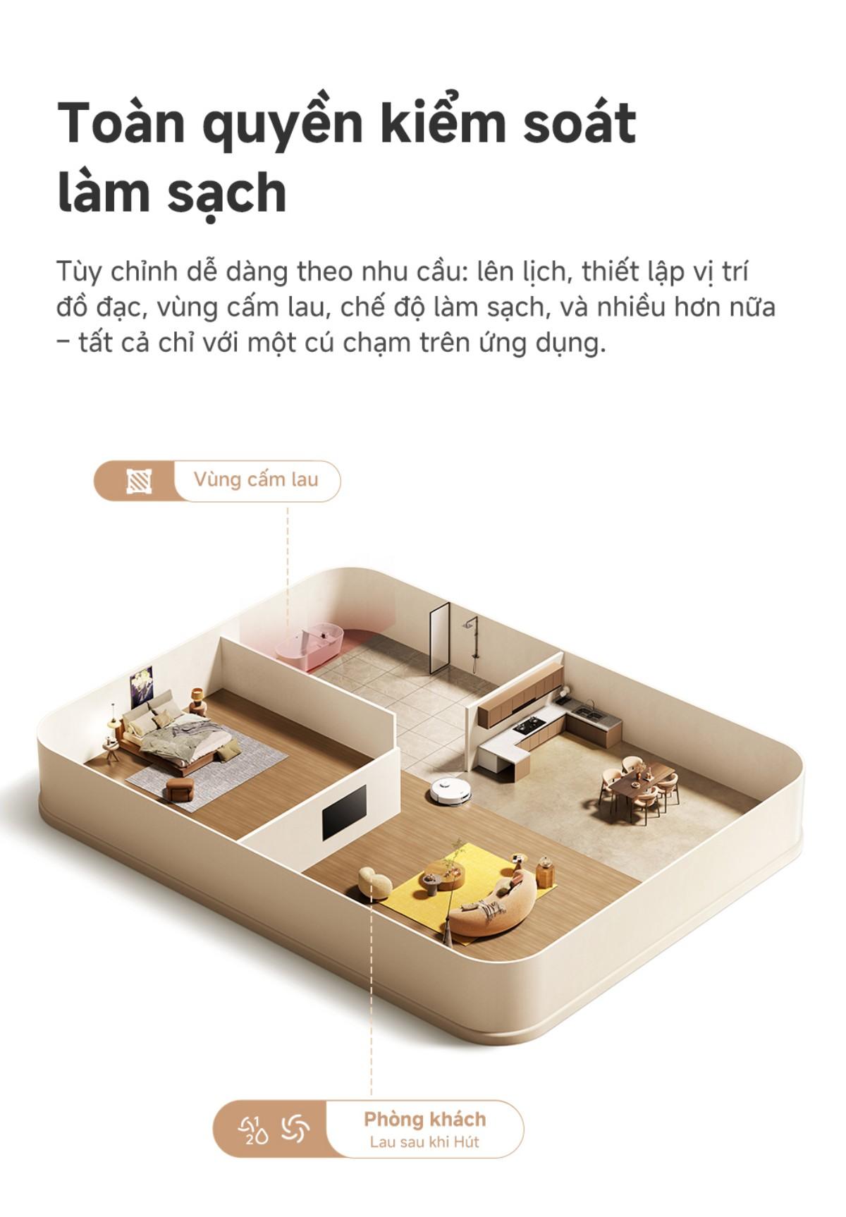 Robot hút bụi lau nhà tự giặt sấy khăn Mova P50 Ultra