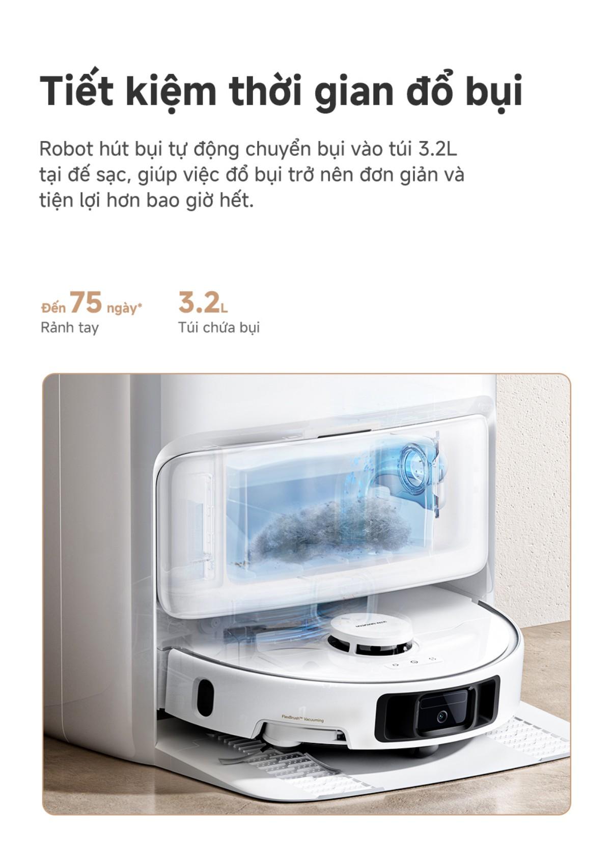 Robot hút bụi lau nhà tự giặt sấy khăn Mova P50 Ultra