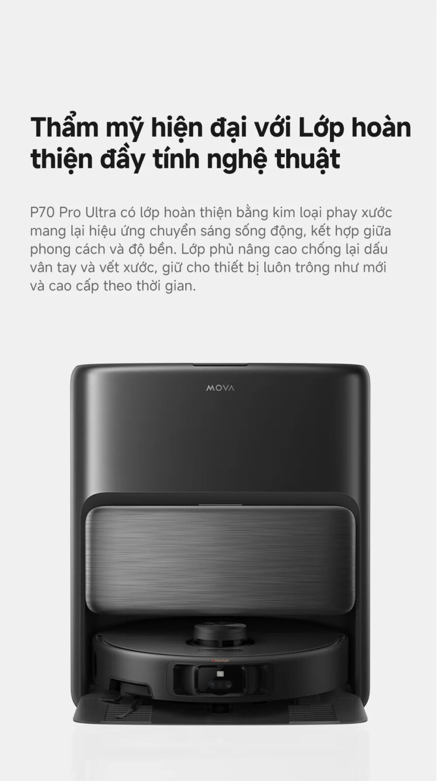 Robot hút bụi lau nhà tự giặt sấy khăn Mova P70 Pro Ultra