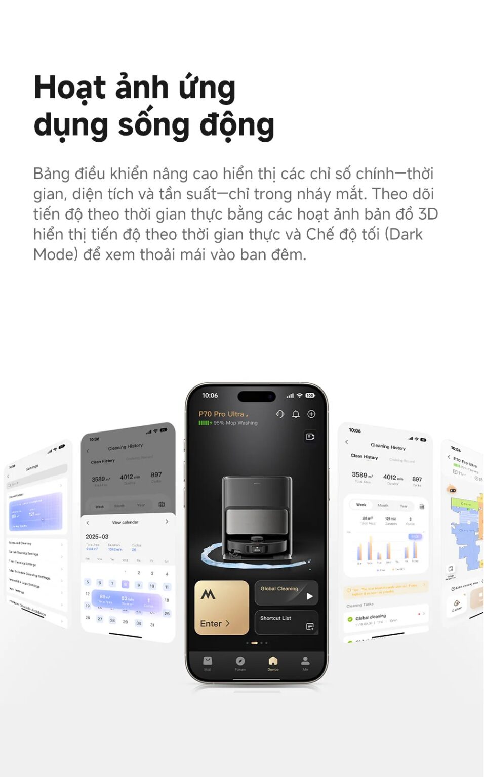 Robot hút bụi lau nhà tự giặt sấy khăn Mova P70 Pro Ultra