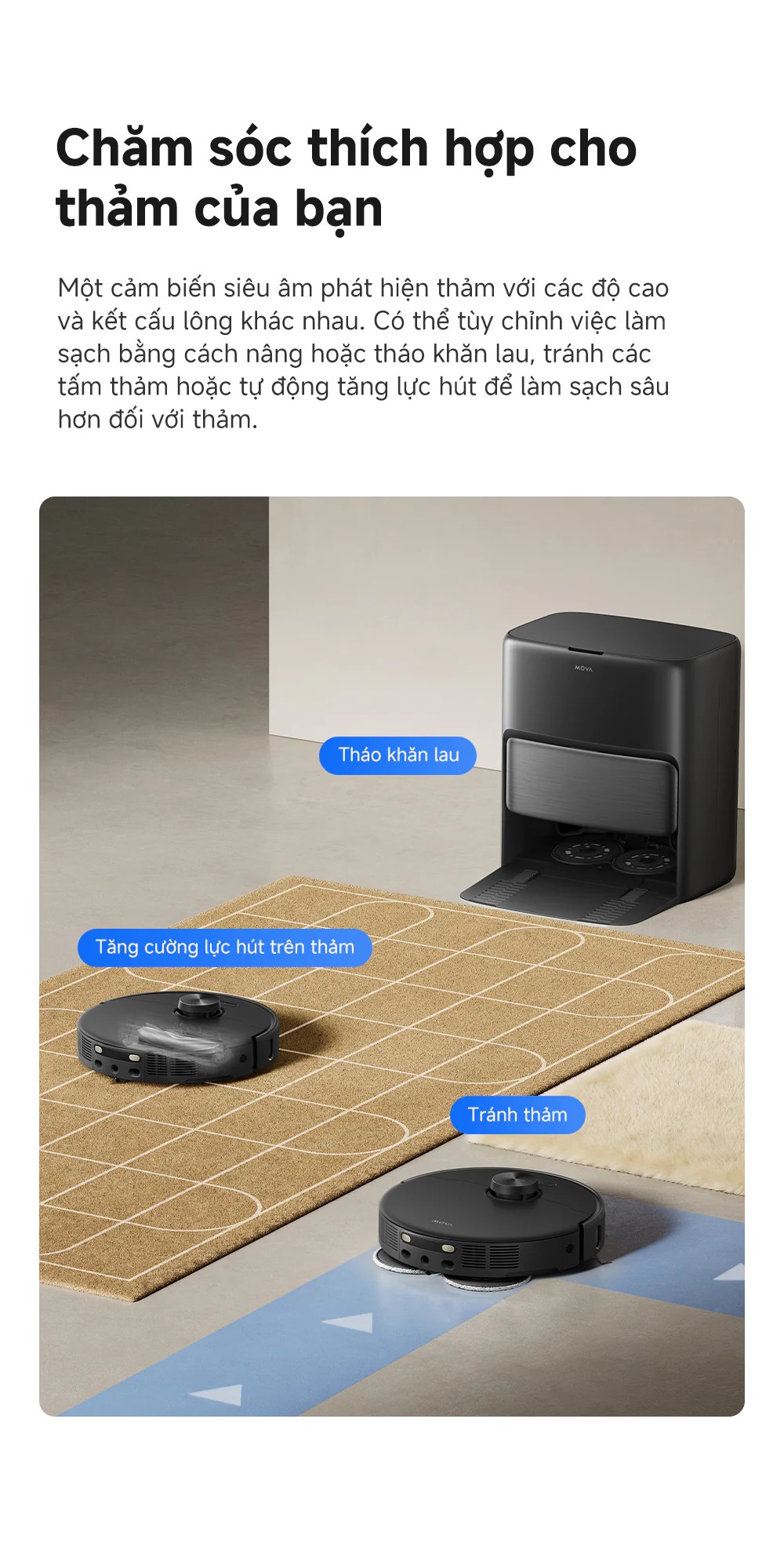 Robot hút bụi lau nhà tự giặt sấy khăn Mova P70 Pro Ultra