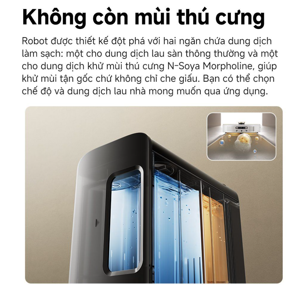 Robot hút bụi lau nhà tự giặt sấy khăn Mova V50 Ultra