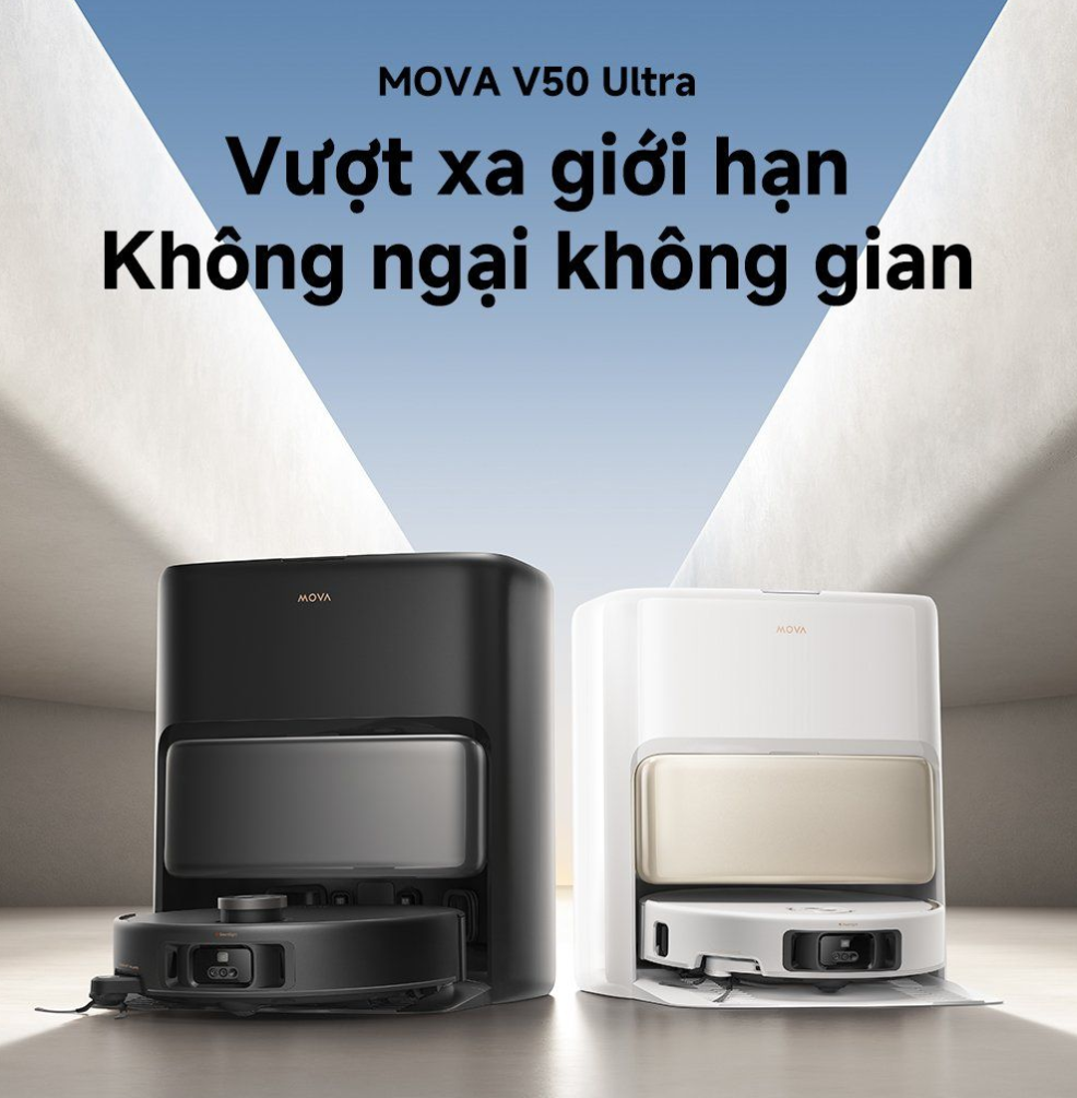 Robot hút bụi lau nhà tự giặt sấy khăn Mova V50 Ultra