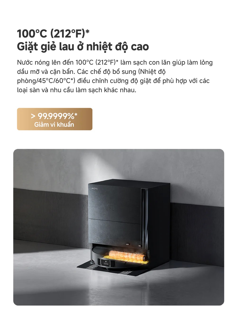 Robot hút bụi lau nhà tự giặt sấy khăn Mova Z70 Ultra Roller