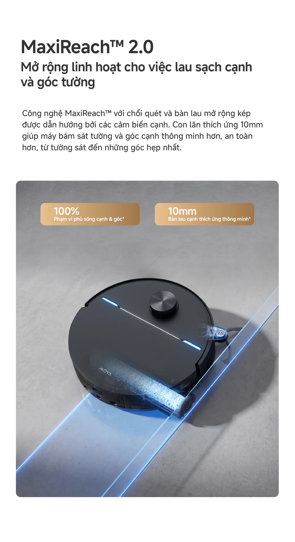 Robot hút bụi lau nhà tự giặt sấy khăn Mova Z70 Ultra Roller