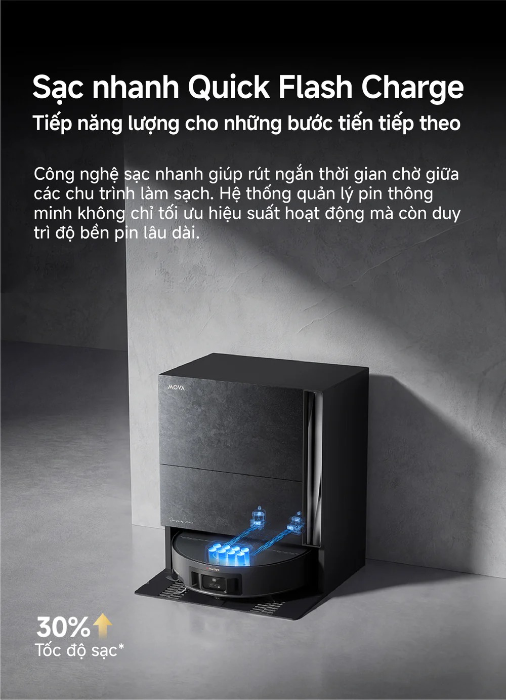 Robot hút bụi lau nhà tự giặt sấy khăn Mova Z70 Ultra Roller