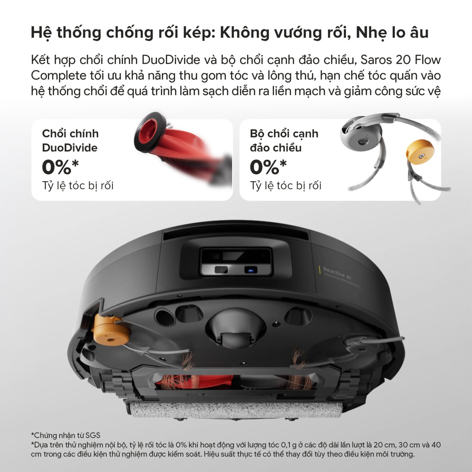 Robot hút bụi Roborock Saros 20 Flow | Lực hút 36.000 Pa