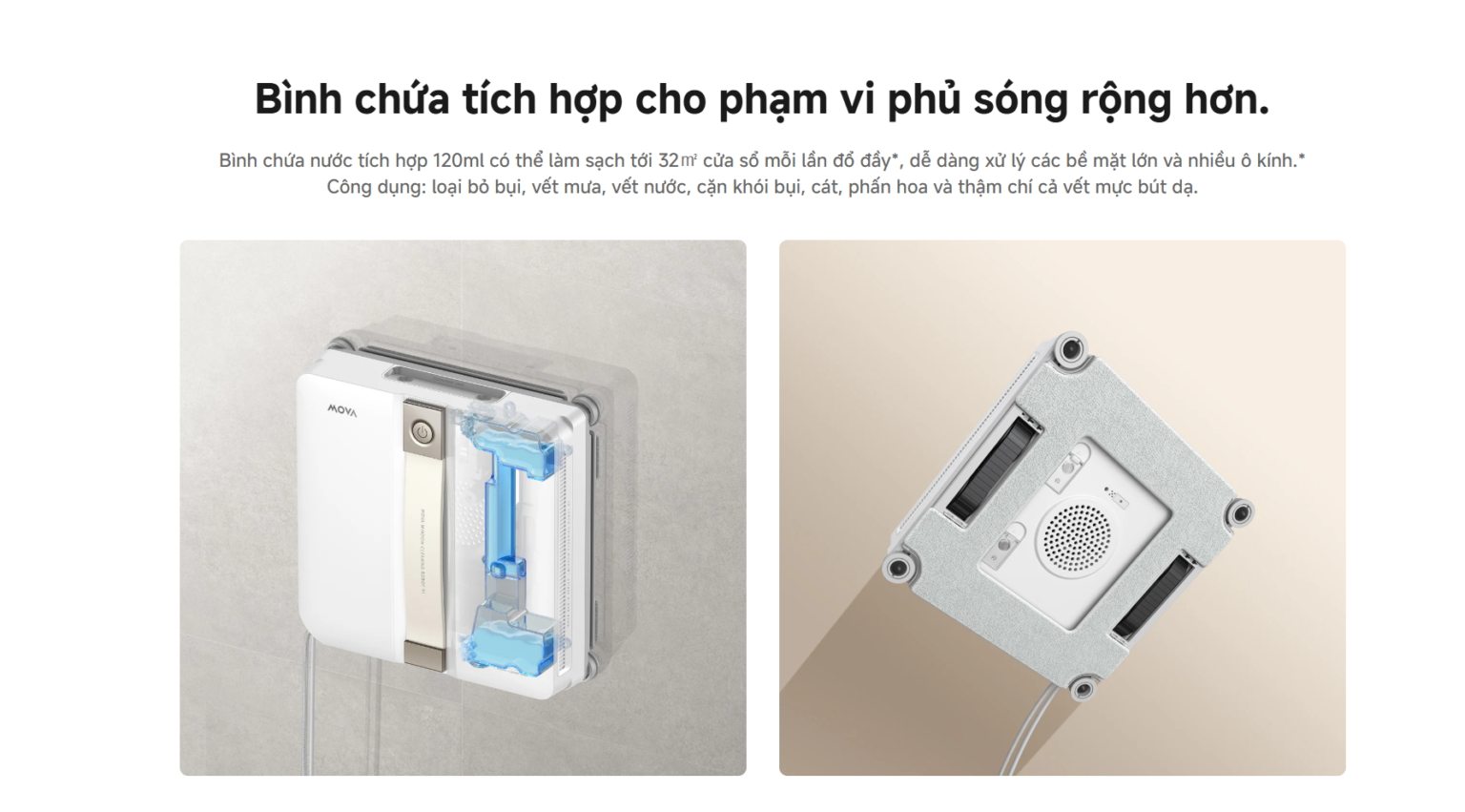 Robot lau kính chuyên dụng tự phun nước Mova N1