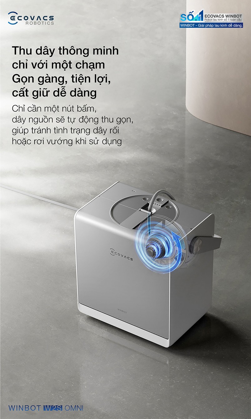 Robot lau kinh Ecovacs Winbot W2S phun sương 3 đầu phun 2 chiều