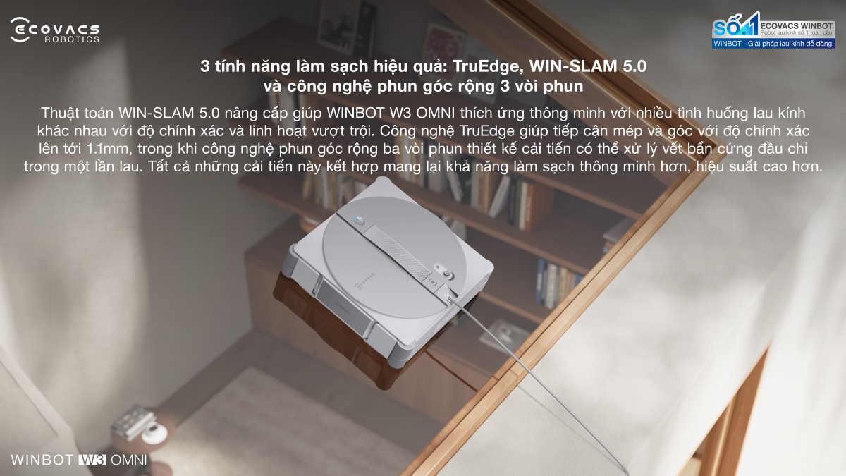 Robot lau kính Ecovacs Winbot W3 Omni