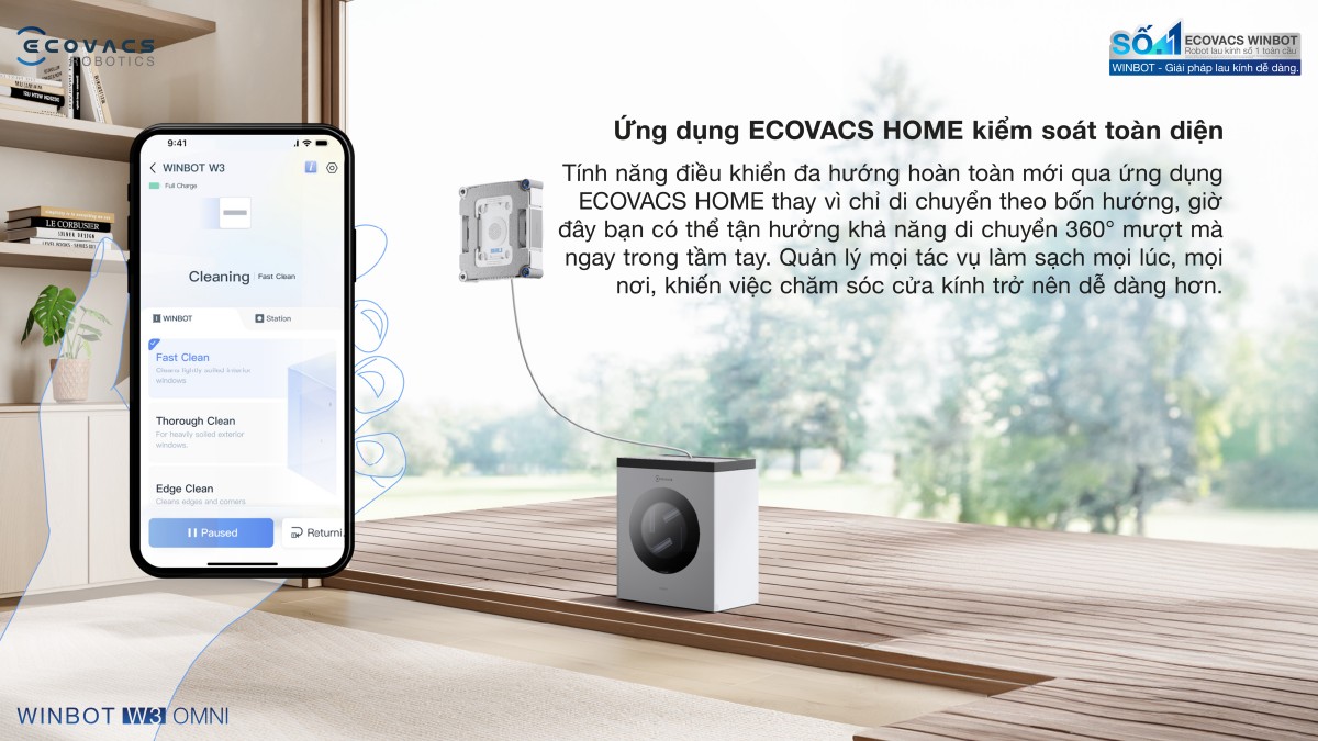 Robot lau kính Ecovacs Winbot W3 Omni