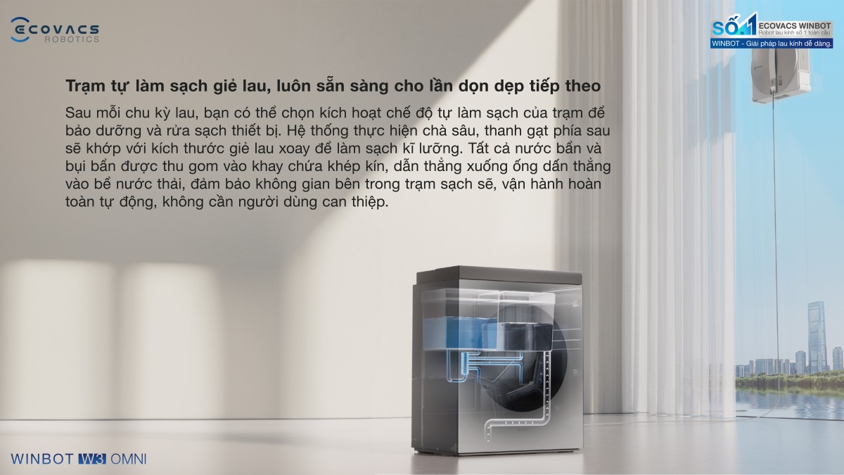 Robot lau kính Ecovacs Winbot W3 Omni