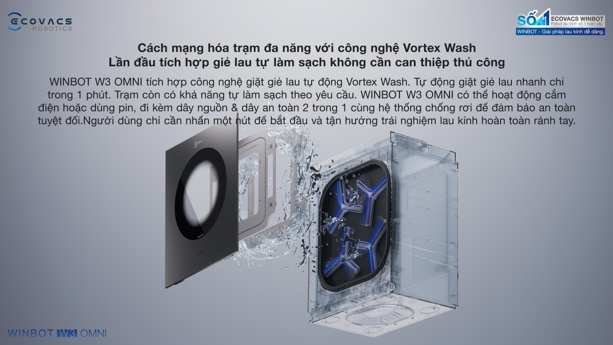 Robot lau kính Ecovacs Winbot W3 Omni