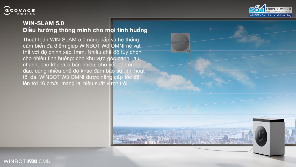 Robot lau kính Ecovacs Winbot W3 Omni