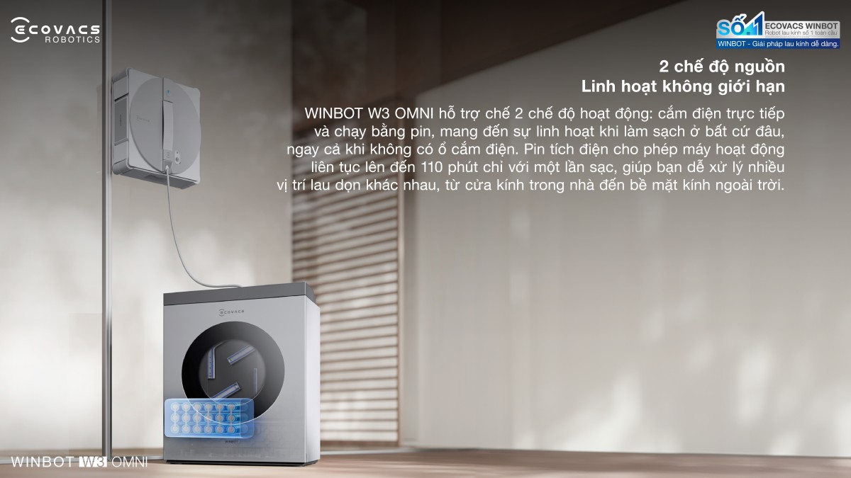 Robot lau kính Ecovacs Winbot W3 Omni