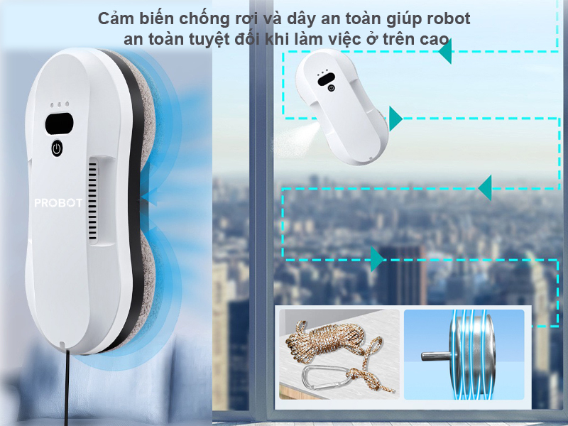 Robot Lau Kính Probot Tự Phun Nước 2 Vòi Phun Mẫu Mới 2023