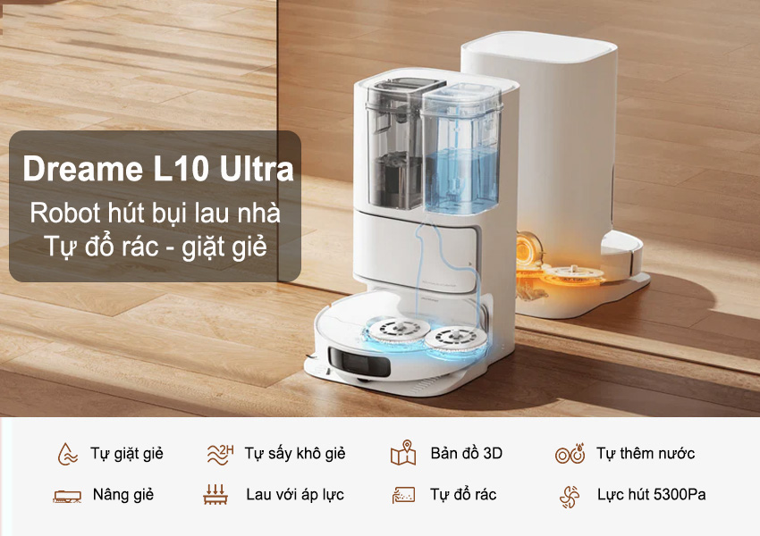 Xiaomi Dreame L10 Ultra, Robot hút bụi lau nhà tự đổ rác và giặt sấy khăn