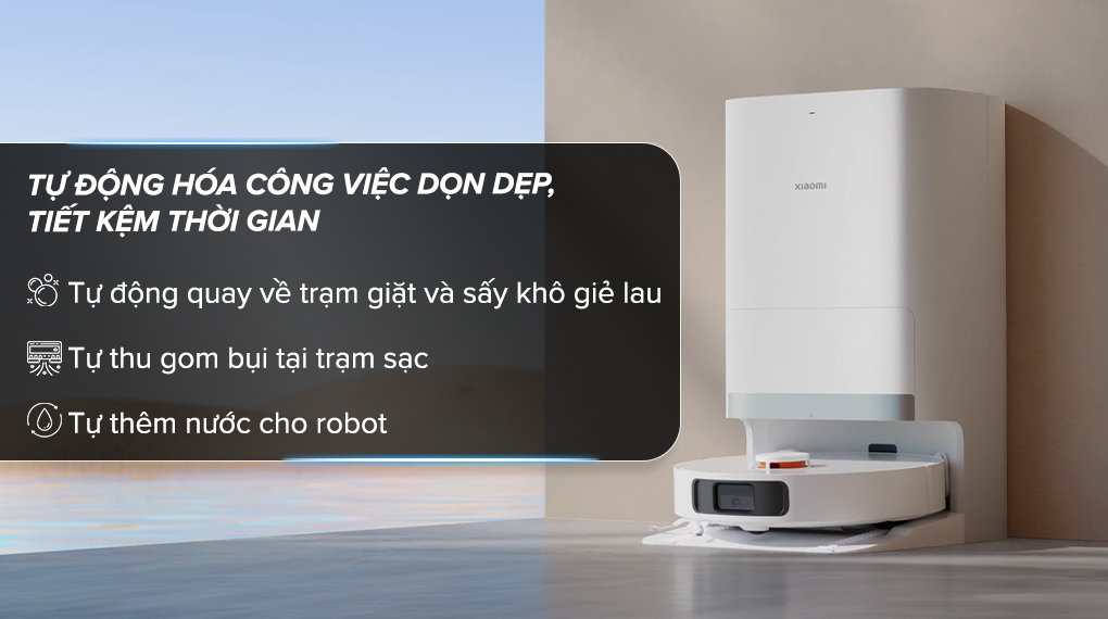 Xiaomi Vacuum X20 Plus, Robot hút bụi lau nhà tự giặt sấy và đổ rác công suất 6000Pa