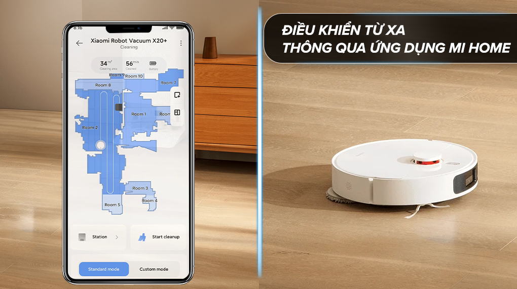 Xiaomi Vacuum X20 Plus, Robot hút bụi lau nhà tự giặt sấy và đổ rác công suất 6000Pa