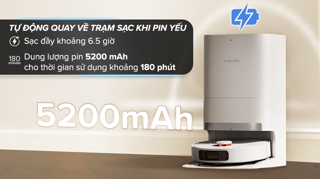 Xiaomi Vacuum X20 Plus, Robot hút bụi lau nhà tự giặt sấy và đổ rác công suất 6000Pa